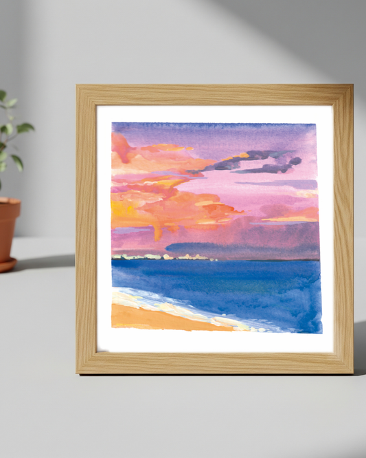 Lámina Cuadrada del atardecer en la playa