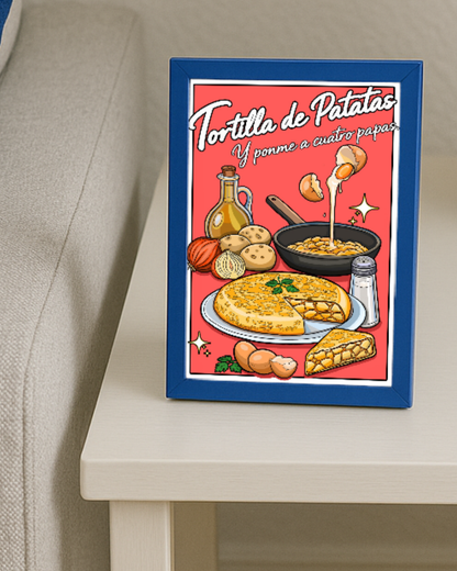 Lámina tortilla de patatas y ponme a cuatro papas