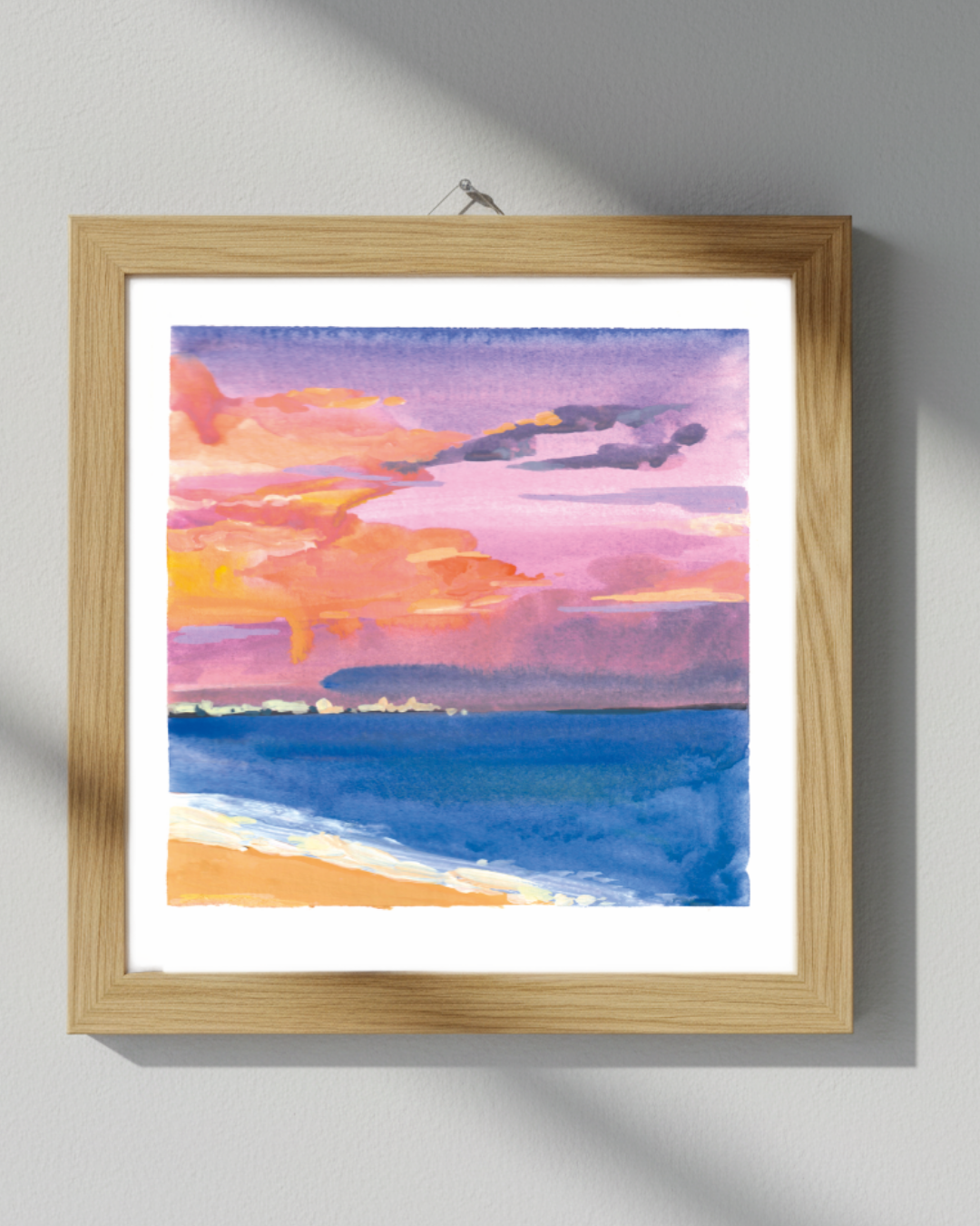 Lámina Cuadrada del atardecer en la playa