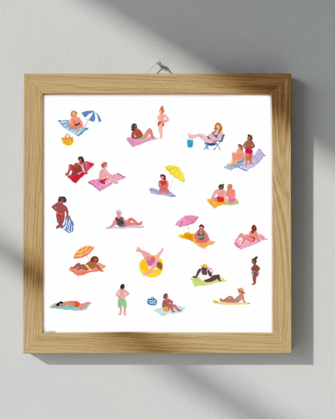 Lámina Cuadrada de gente en la playa