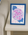 Lámina Hortensias rosas risografía