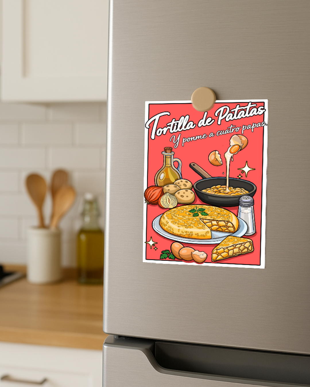 Lámina tortilla de patatas y ponme a cuatro papas