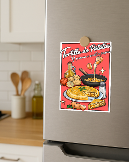 Lámina tortilla de patatas y ponme a cuatro papas