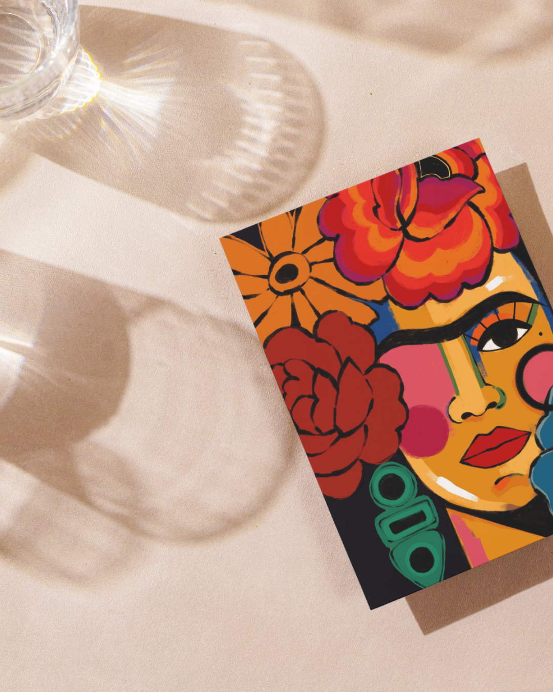 Lámina versión Frida flores grandes colores