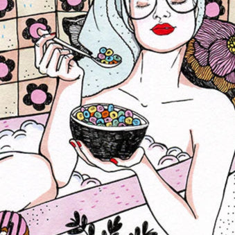 Lámina Mujer en la bañera con cereales