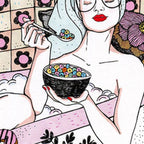 Lámina Mujer en la bañera con cereales
