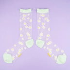 Calcetines margaritas blancas transparente