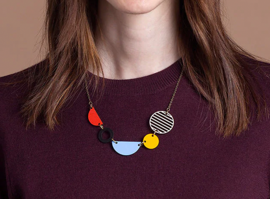 Five abstract shapes necklace