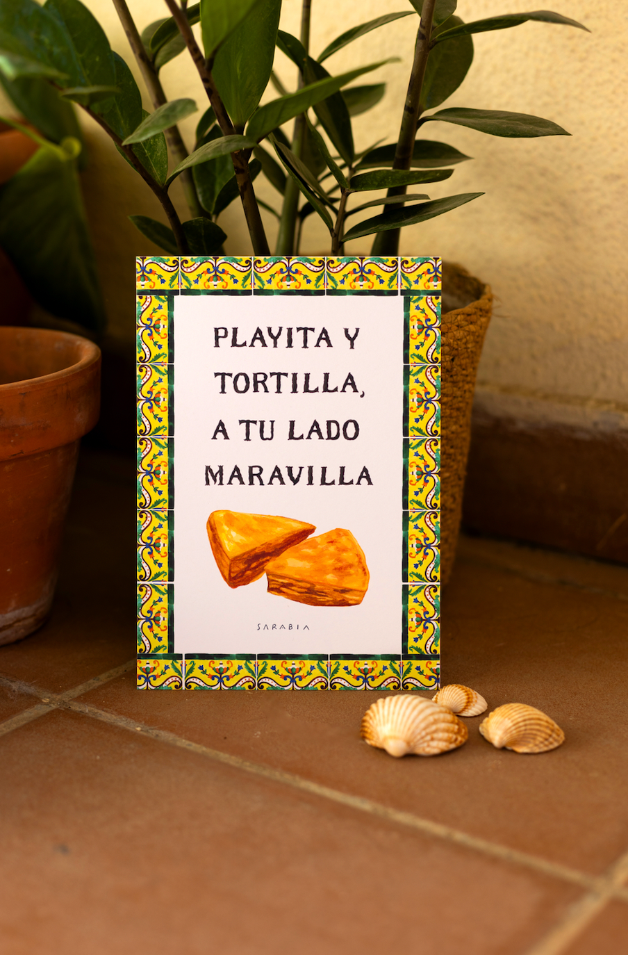 Lámina "Playita y tortilla, a tu lado maravilla"