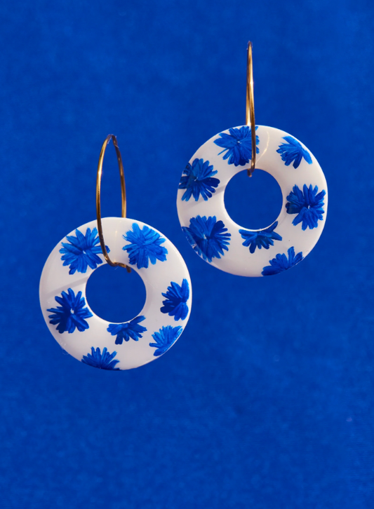 Pendientes aro redondo florecitas