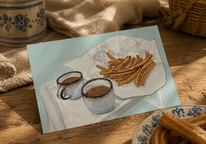 Lámina Churros con chocolate