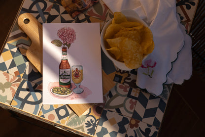 Lámina de cerveza alcázar con vaso