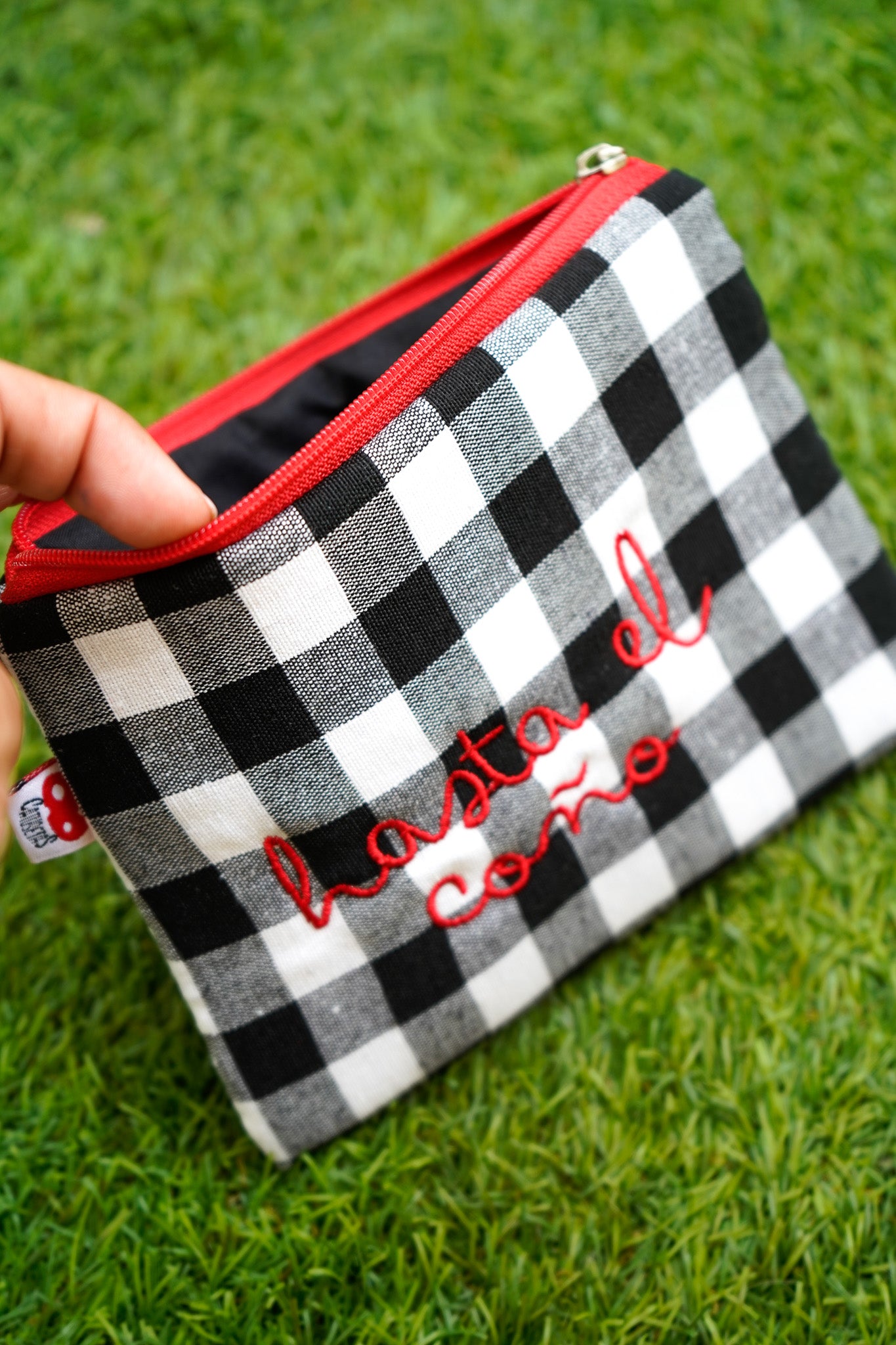 Vichy negro letra roja - Monedero - Hasta el coño