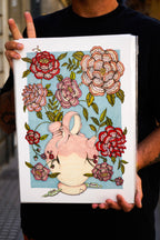 Lámina botijo flores bordadas
