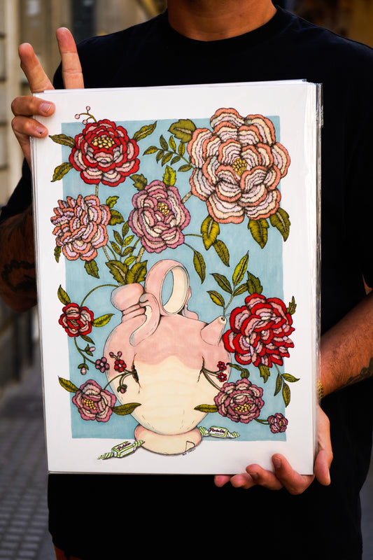 Lámina botijo flores bordadas