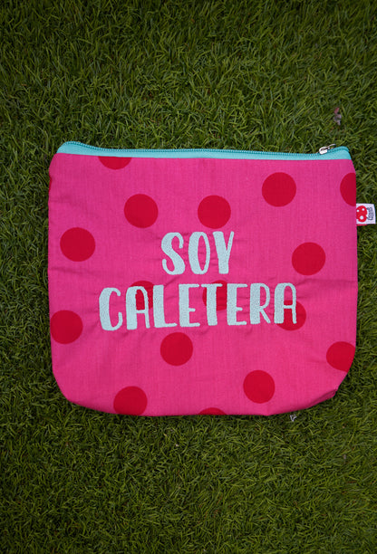 Rosa lunares rosas letra celeste - Soy Caletera - Neceser