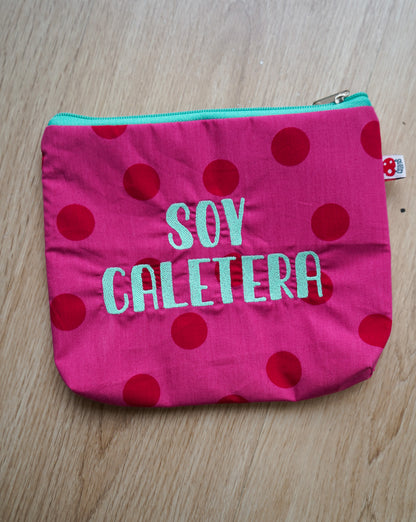Rosa lunares rosas letra celeste - Soy Caletera - Neceser