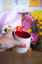Taza flor asa roja