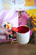 Taza flor asa roja