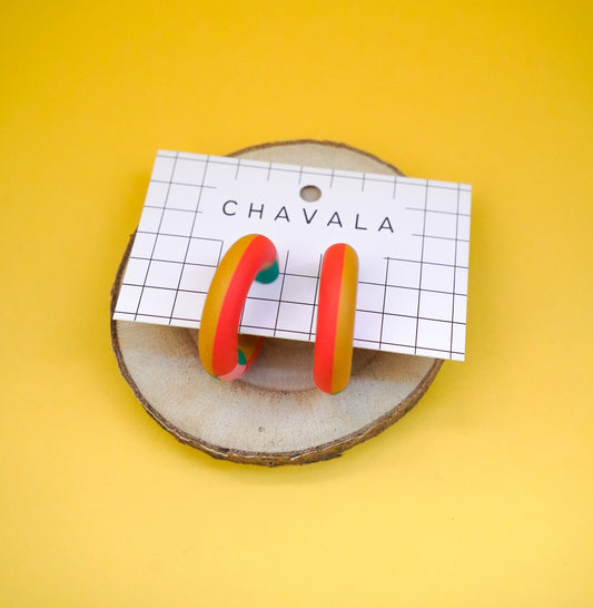 Pendientes #10 rojo amarillo a líneas