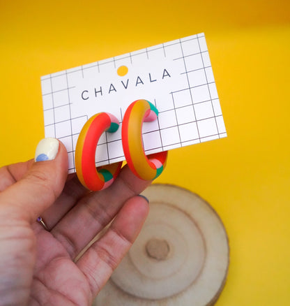 Pendientes #10 rojo amarillo a líneas