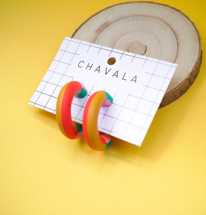 Pendientes #10 rojo amarillo a líneas