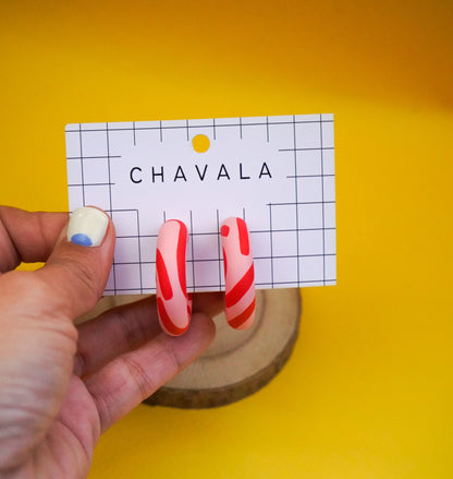 Pendientes #7 rosa y rojo artista