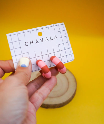 Pendientes #6 líneas rojas y rosas