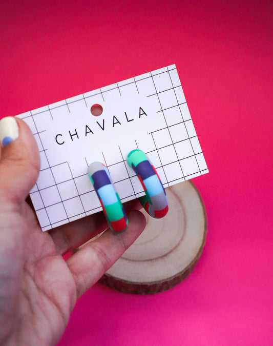 Pendientes #4 damero multicolor