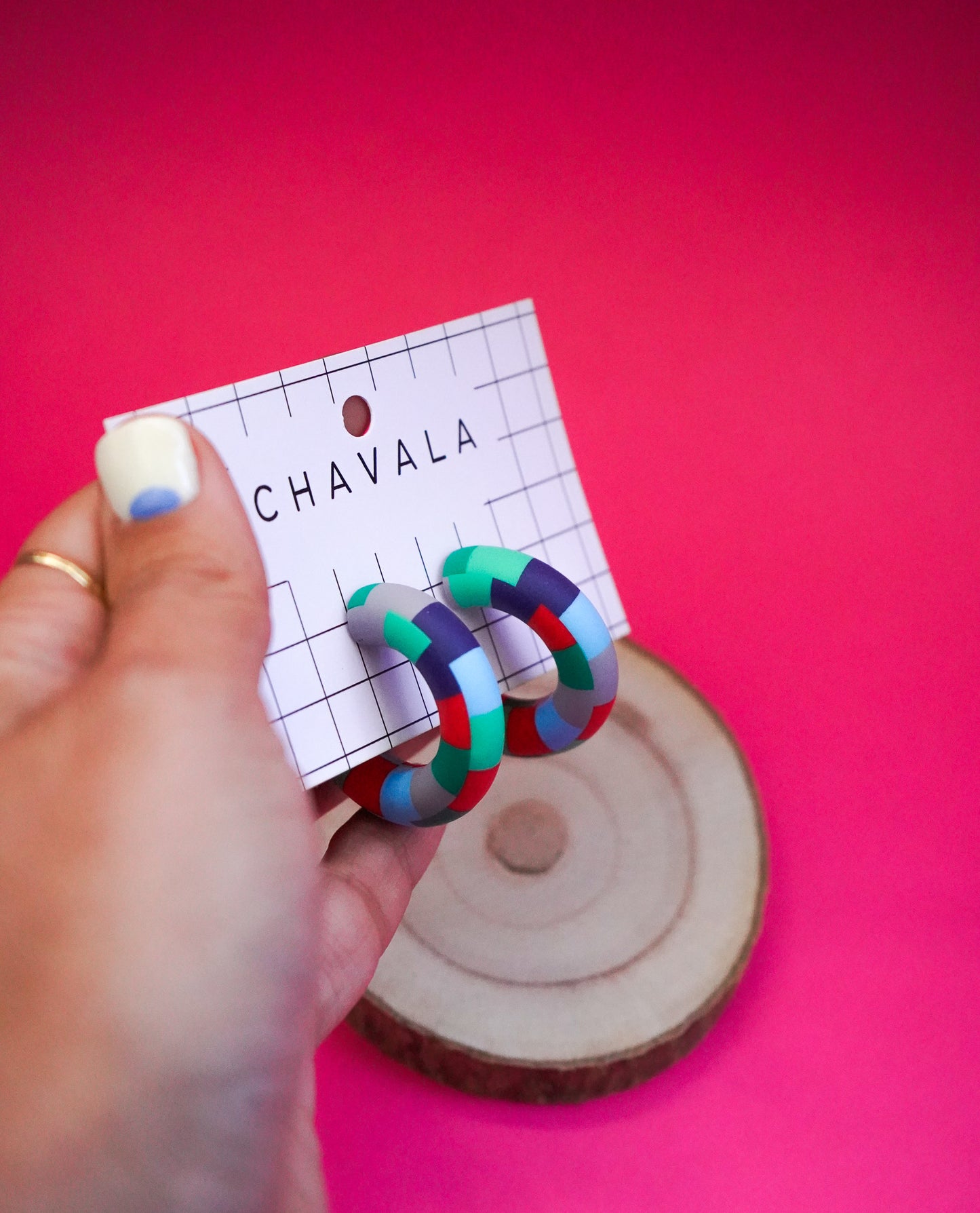 Pendientes #4 damero multicolor