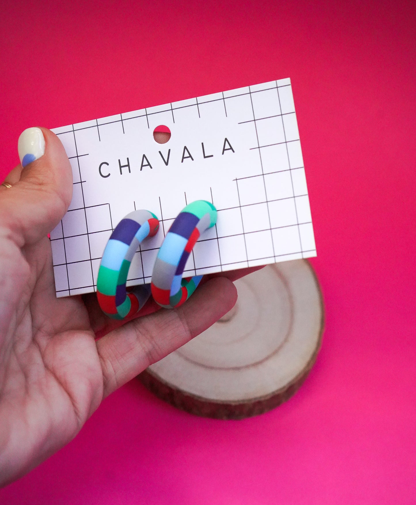 Pendientes #4 damero multicolor