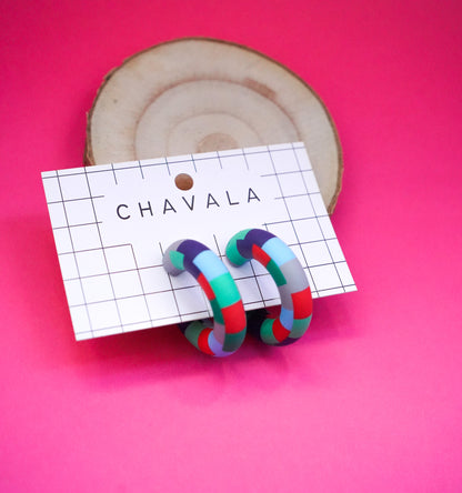 Pendientes #4 damero multicolor