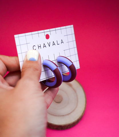 Pendientes #1 cuadros azul y marrón