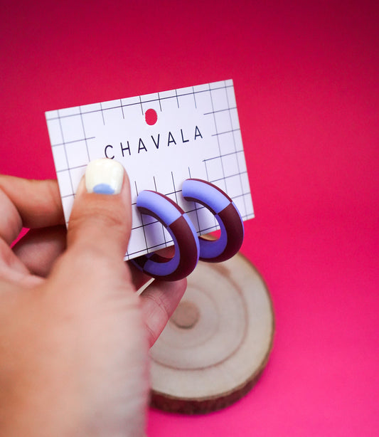 Pendientes #1 cuadros azul y marrón