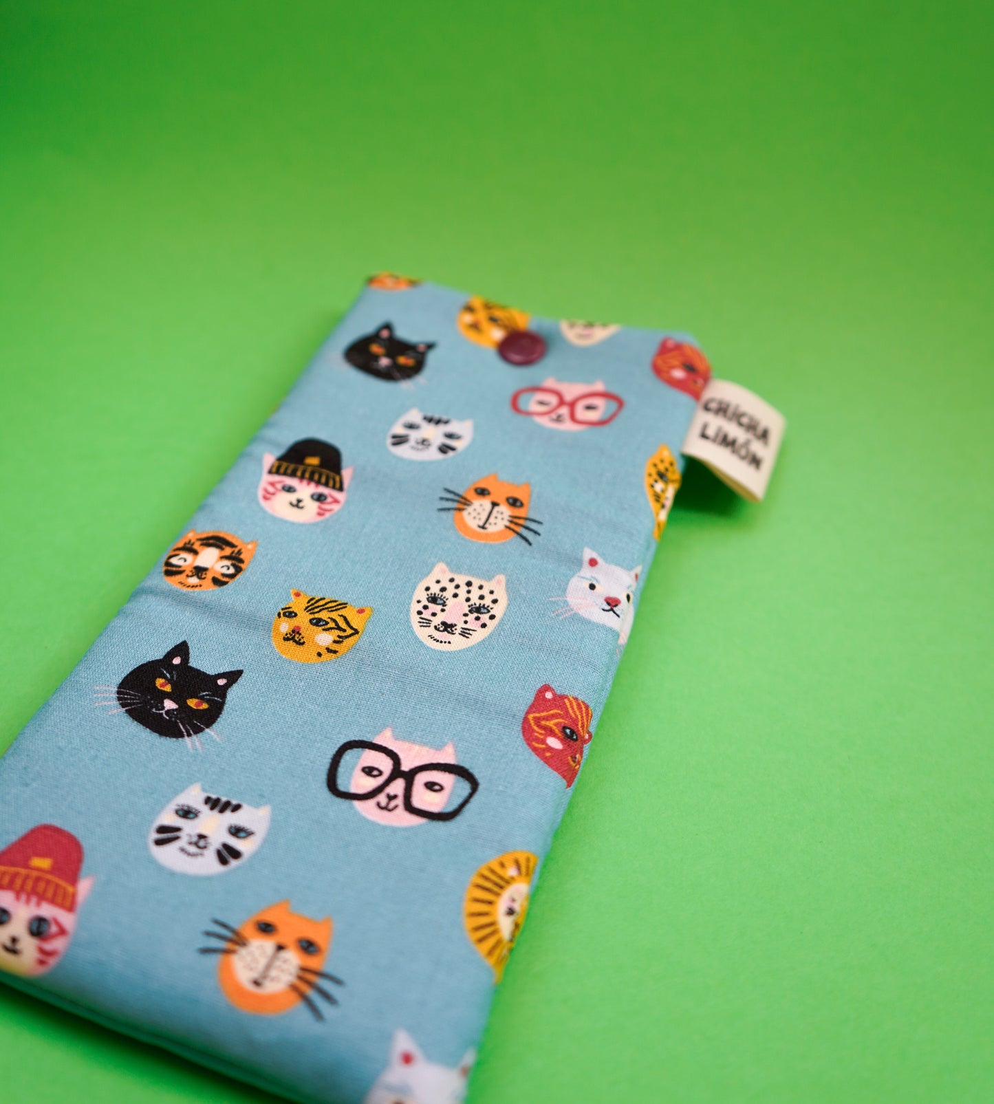 Funda gafas de gatos azul