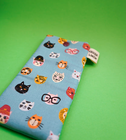 Funda gafas de gatos azul