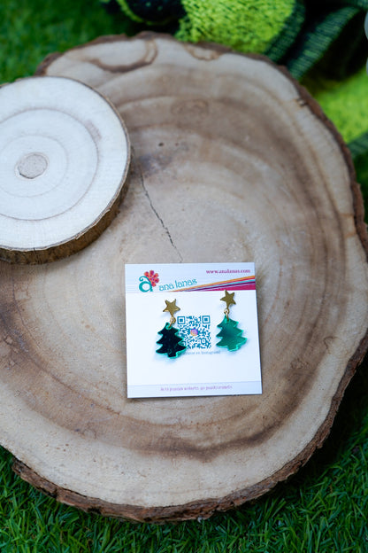 Pendientes Mini Árbol Navidad - Estrella oro