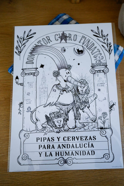 Lámina Curro: Pipas y cervezas