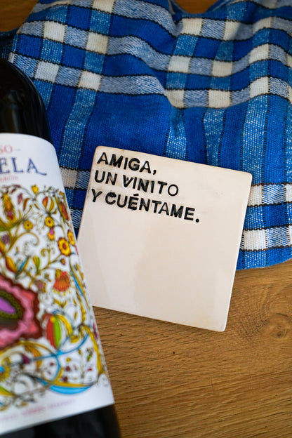 Posavasos Amiga, un vinito y cuéntame