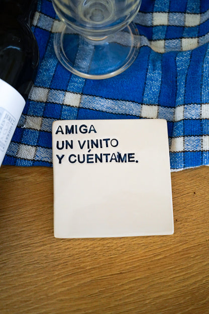 Posavasos Amiga, un vinito y cuéntame