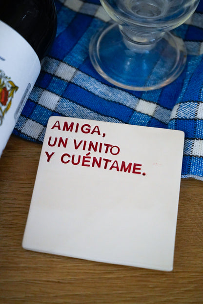 Posavasos Amiga, un vinito y cuéntame
