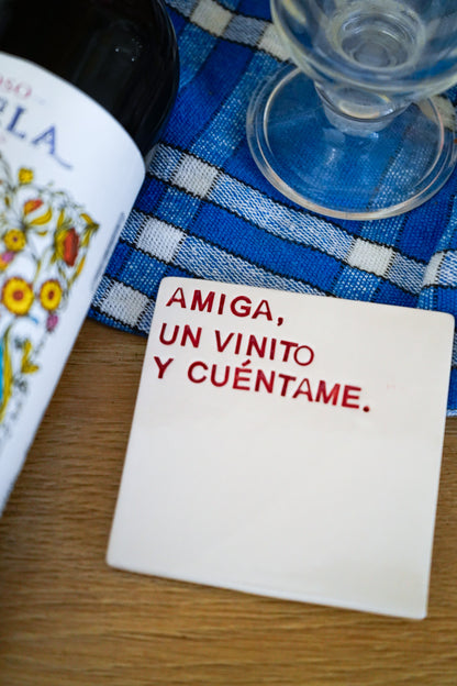 Posavasos Amiga, un vinito y cuéntame
