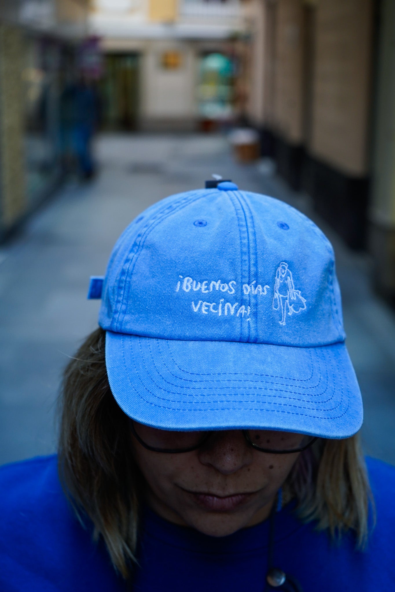 Gorra azul vintage Buenos días Vecina