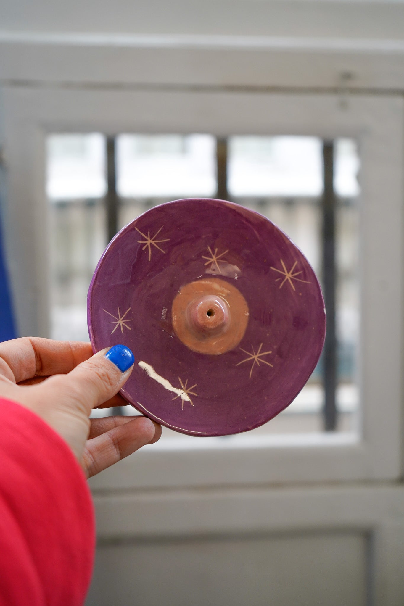 Tetas para incienso de cerámica (Lila y Rosa con estrellitas)
