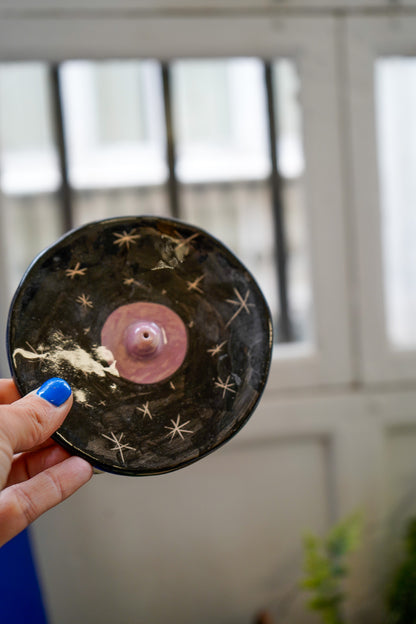 Tetas para incienso de cerámica (Negro y Rosa con estrellitas)