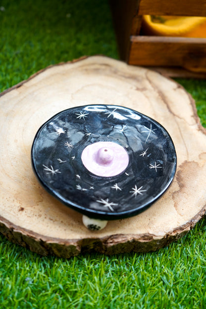 Tetas para incienso de cerámica (Negro y Rosa con estrellitas)