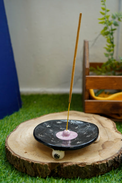 Tetas para incienso de cerámica (Negro y Rosa con estrellitas)