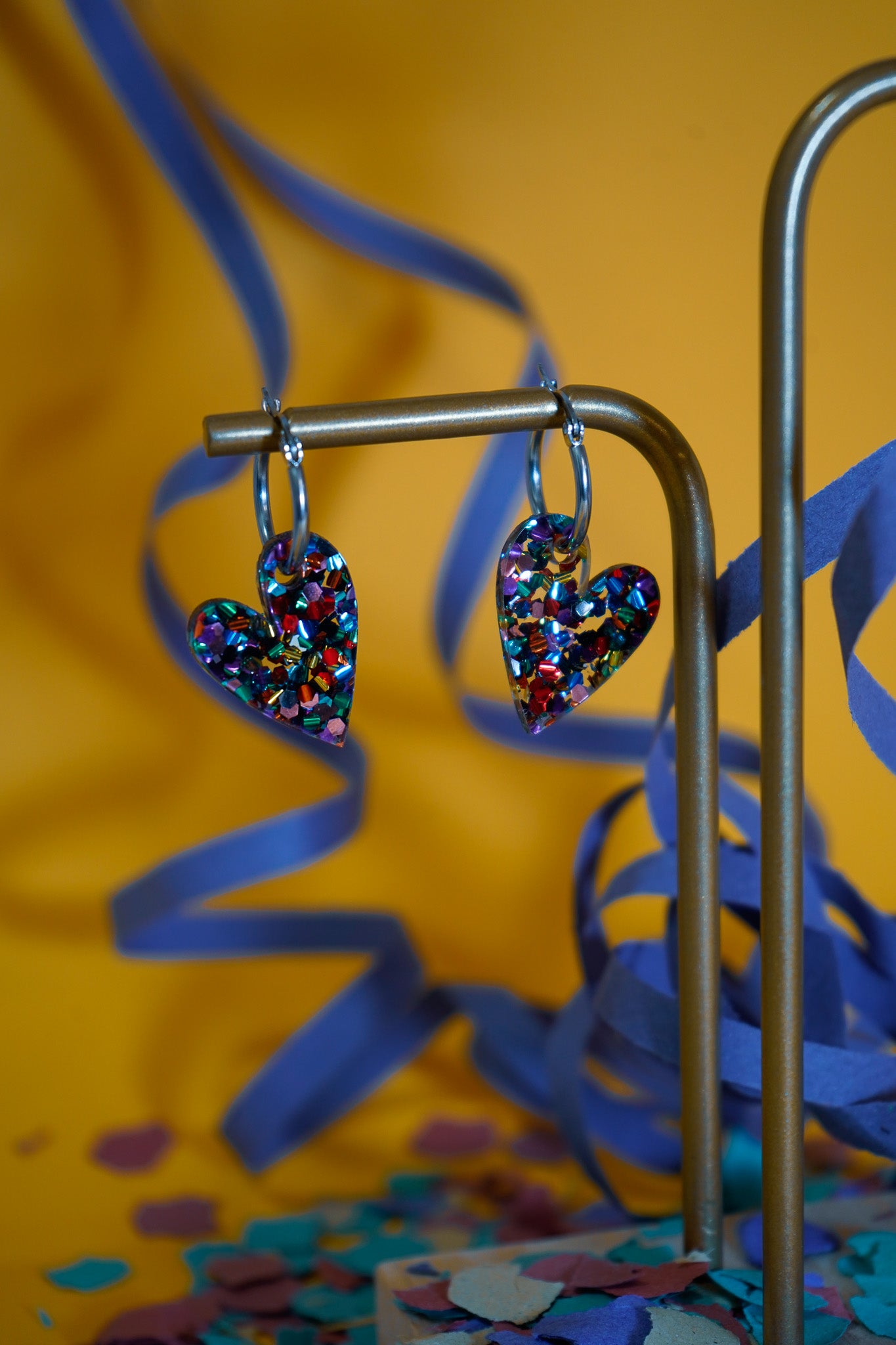 Pendientes Negro Papelillo Corazón