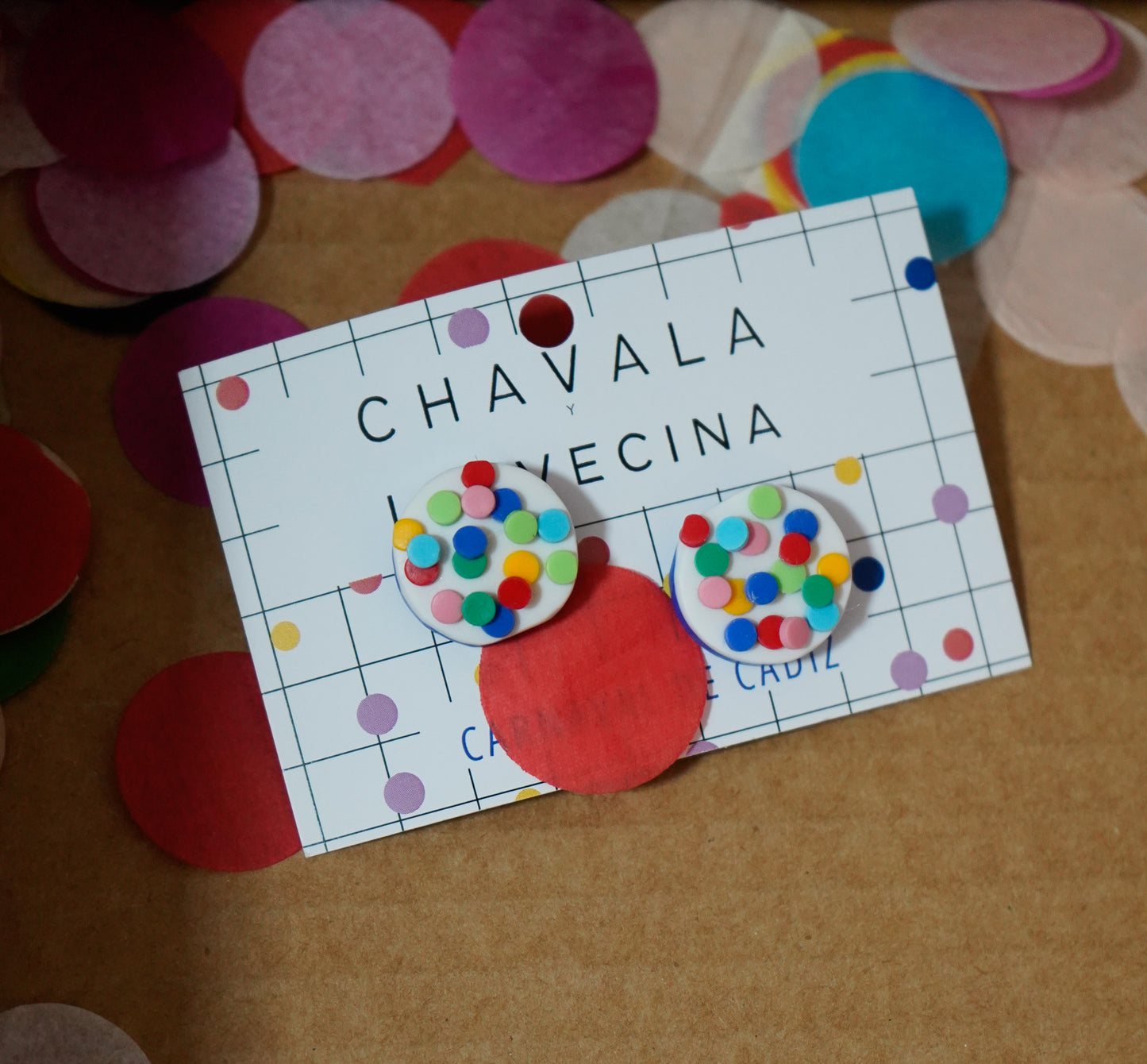 Pendientes redondos carnaval papelillos - Chavala x La Vecina