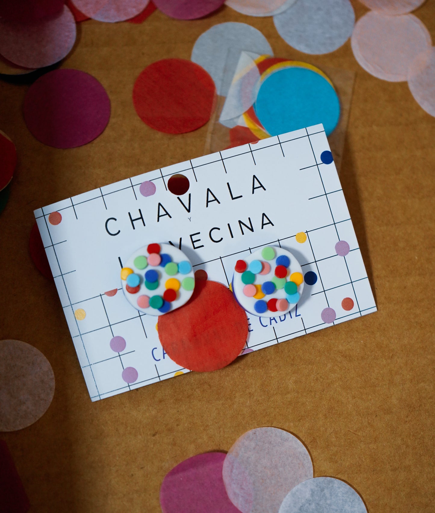 Pendientes redondos carnaval papelillos - Chavala x La Vecina